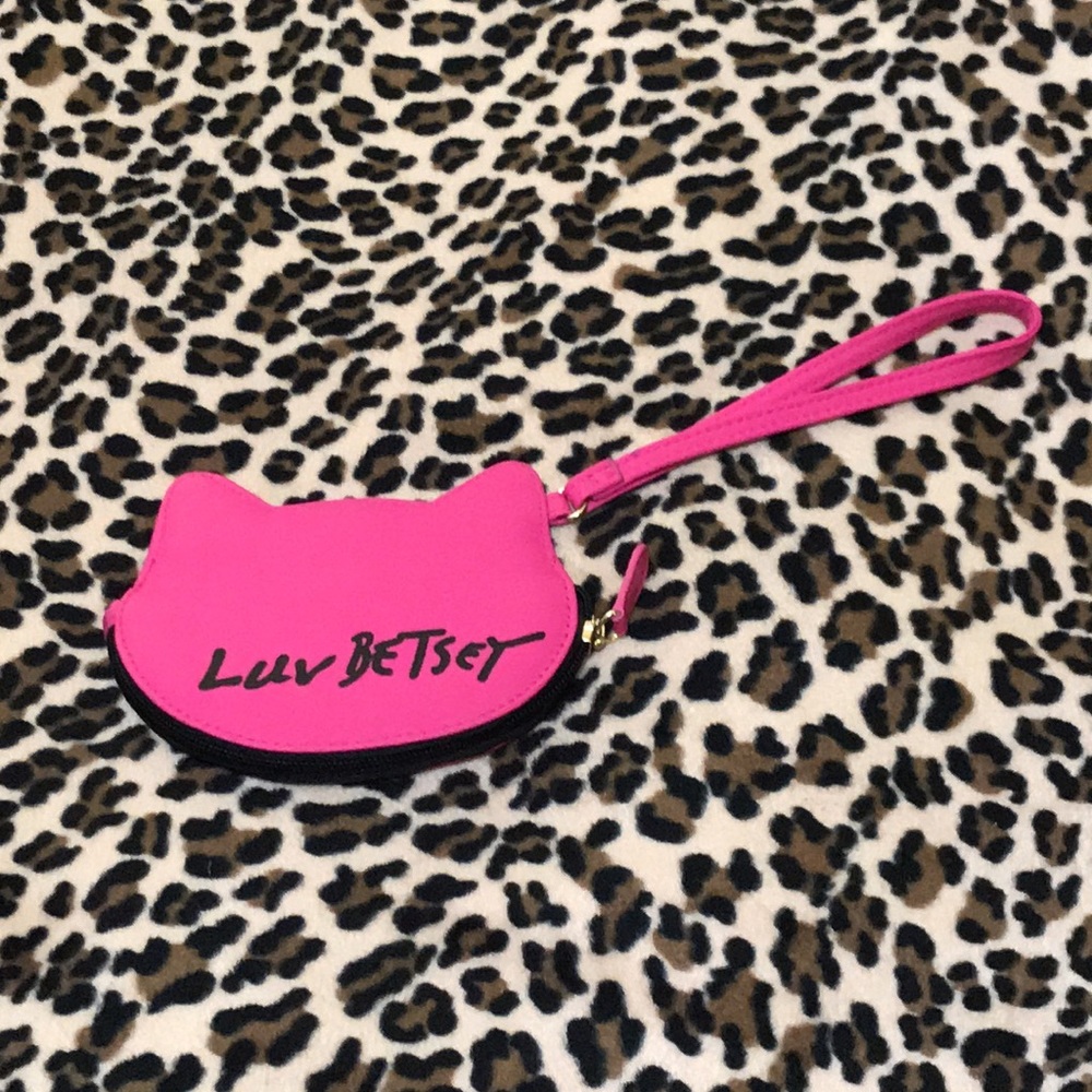 LUV BETSEY JOHNSON Pink 💕 Kitty Wallet Wristlet ID Credit Card Coin Purse Cute - Picture 2 of 10